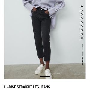 Zara hi rise straight leg jeans black
